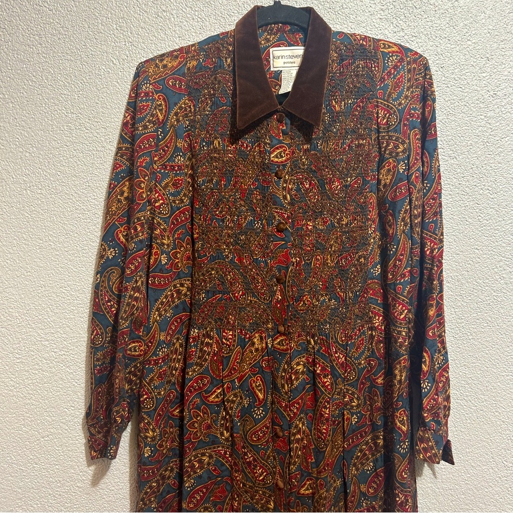 Karin Stevens Vintage Paisley dress. Size 7 petite - Picture 2 of 7